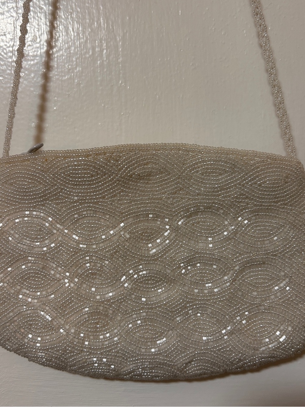 La Regale Cream Beaded Evening Clutch